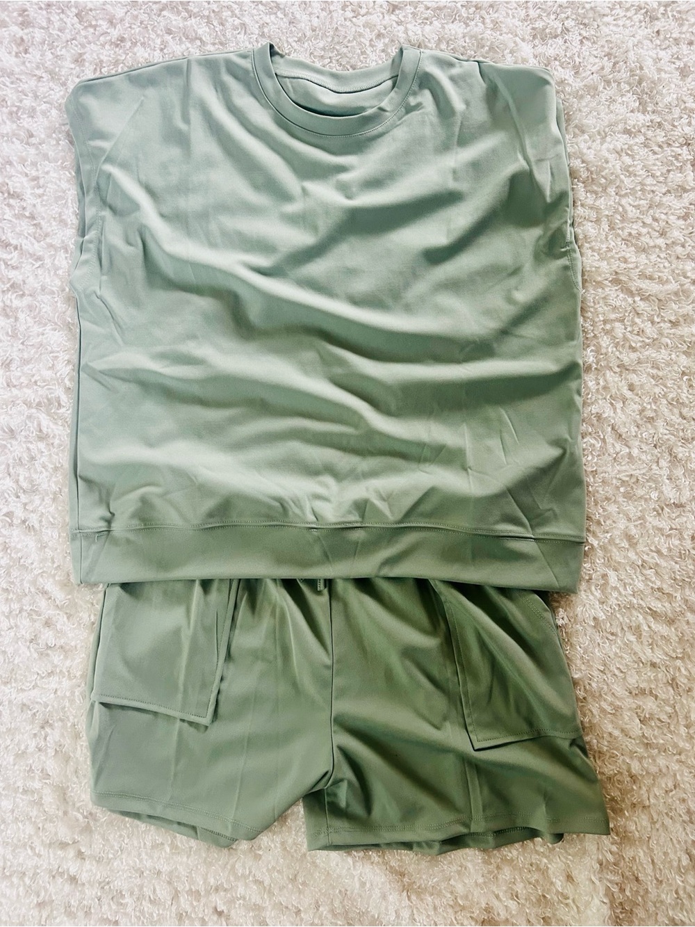 Amazon Essentials Sage Green Athletic Shorts Set